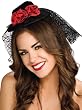 Mini Gothic Black Hat with Red Rose - Adult Std.