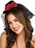 Black Mini Gothic Hat W Roses