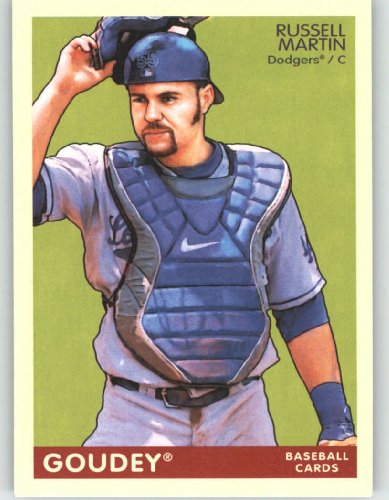 2009 Upper Deck Goudey Baseball Card # 97 Russell Martin (Dodgers) MLB Trading Card in a Protrective Screw Down Display Case