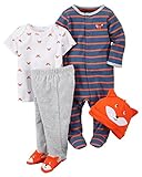 カーターズ Carter's ご出産祝いに カバーオール 長袖 足つき 豪華4点 ギフトセット 4-Piece Babysoft Take-Me-Home Set 3M (55-61cm)