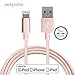 Lightning USB Cable 3ft 1.2m Extra Long Cord Charging for Iphone 6s 6s+ 6plus 6, 5s 5c 5,ipad Air Mini Min2, Ipad 4,ipod 5,ipod 7, Ios9. With Aluminum Connector, Braided Cable Rose Gold