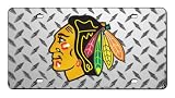 Chicago Blackhawks Deluxe Diamond Plate Laser Cut License Plate