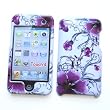 Apple iPod Touch 4th Generation Snap On Protector Hard Case "Artistic Purple Flowers" Design