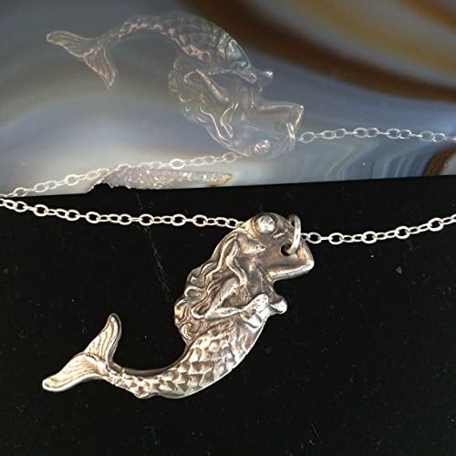 PMC Silver metal clay mermaid pendant necklace
