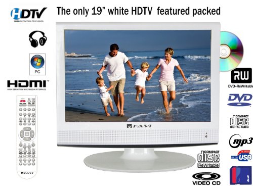 FAVI 19-inch White 720p LCD HDTV USB/Card Reader/DVD Combo, L1918A-V-WH FAVI 19-inch White 720p LCD HDTV USB/Card Reader/DVD Combo, L1918A-V-WH