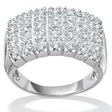 Lux Platinum over SS Diamond Pave Cluster Women's Ring