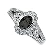 14K White Gold Onyx and Diamond Ring