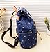 ZPS Fashion Girls Canvas Pastoral Floral Flower Leisure Backpack School Bag (Blue)