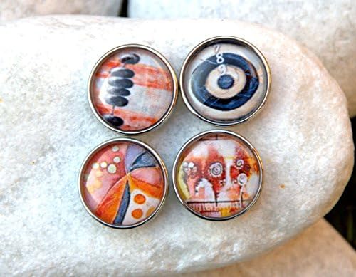Ginger Noosa Snap Charm Snap Jewelry Peach Colors Pattern Popper Snap Chunk Charm Interchangeable Snap Button Jewelry. Snap On. The Price is for one unit.