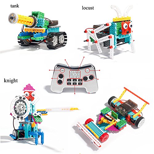 Aggregation Robot Kit blocks for Kids and Adults Educational Intelligent Wireless Remote Control Toy Building Set (4in1 tank locust knight racing car)