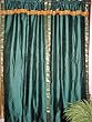 2 India Curtains Teal Green Art Silk Sari Drapes Curtain Panels Window Dressing Rod Pocket 84 Inch