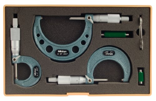 Mitutoyo 103-929 0 - 3 X 001 Outside Micrometer Set with Standards