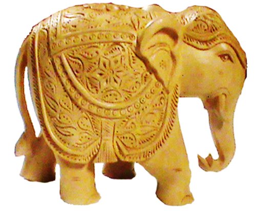 A 5 Inch Wooden Elephant Sculpture Perfectly Shaped Out Of A Single Piece Of White Wood With Detailed Handmade Carvings A Nice Decorative Showpiece & Cute Mothers Day Gift Idea