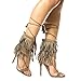 Open Toe Layered Fringe Corset Tassel Lace Up Stiletto Heels