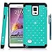 Galaxy Note 4 Case, Style4U Galaxy Note 4 Studded Rhinestone Crystal Bling Hybrid Armor Case Cover for Samsung Galaxy Note 4 with 1 HD Screen Protector and 1 Stylus [Teal/Black]