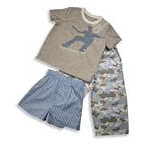 Carter's - Boys 3 Piece Short Sleeve Pajamas, Grey, Blue