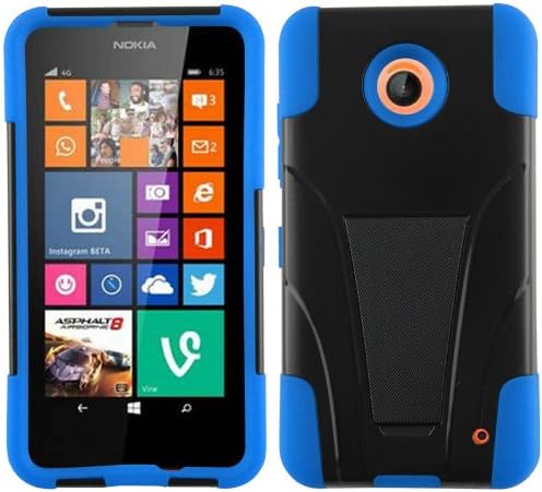3 in 1 Bundle Nokia Lumia 635 / Nokia Lumia 630 Hybrid Silicon Case Cover with Viewing Stand - Blue with Free Ultra-Sensitive Stylus Pen and Premium Screen Protector by BeautyCentral TM