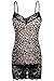 Bozzolo Women's Leopard Print Lace Trim Spaghetti Adjustable Strap Long Tank Cami Top