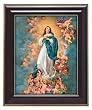 Immaculate Conception in Gloss Walnut Wood Frame with Gold Trim, 10.75" x 12.75" - MADE IN ITALY