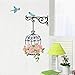 Ussore Wall Sticker Flower Bird Wall Decal Sticker Vinyl Removeable Mural Art for Kids Home Living Room House Bedroom Bathroom Kitchen Office Home Decoration