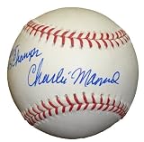Charlie Manuel Autographed Official Major League Baseball W/PROOF, Picture of Charlie Signing For Us, "2008 WS Champs" Inscription, Philadelphia Phillies, 2008 World Series Champions
