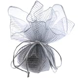 10 Designer Organza Fabric Gift Bags Pouches Party Favor Gifts Packaging Metallic Silver