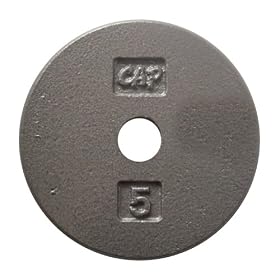 CAP Barbell Free Weights Standard Plate, 5-Pounds (Gray)