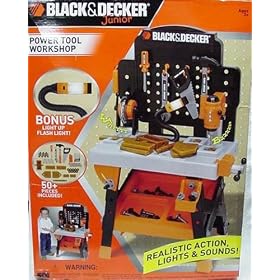 Black & Decker Jr Kids Power Workshop Workbench + Tools, 50+ Accessories and Toolbox... by Black & Decker