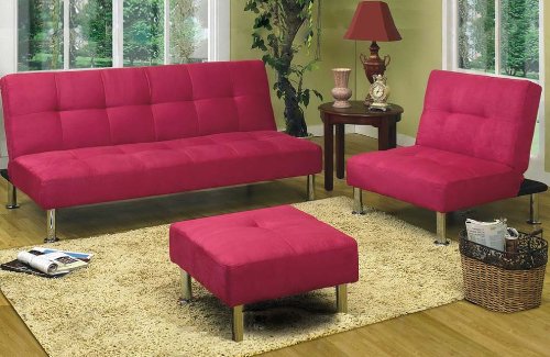 Yale Red Fabric Klik-Klak Sofa Bed And Chair Lounge