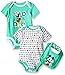 Disney Baby Mickey Mouse 2 Pack Bodysuit with Bib, Multi/Green, 3/6 Months