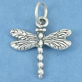 Dragonfly Charm Sterling Silver 16mm