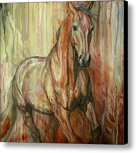 Modern Art Animal Painting Canvas Print on Canvas Unframe Horse Pattern Wall Art Paintings for Wall and Home Decorations 20 x 20 in