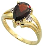 10k Yellow Gold 7/16 (11mm) wide Ring, w/ 2.00 Total Carat Weight of Brilliant Cut Diamonds & Pear Cut 10x7mm Garnet Stone, size 6