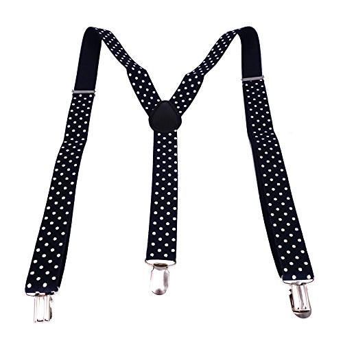 YING LAN Kids Men and Women Adjustable Elastic Dot Printing Suspender Black