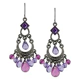 Jet & Violet Hues Crescent Chandelier Earrings