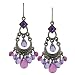Jet & Violet Hues Crescent Chandelier Earrings