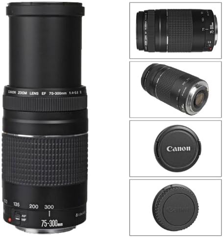 Canon EF 75-300mm f/4-5.6 III Telephoto Zoom Lens + 3Pcs Lens Accessory Kit For Canon EOS Rebel XS(1000D), XSI(450D) DSLR Camera