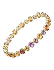 14K Yellow Gold 1.23 CTW Color K-M SI1-SI3 Diamond and 20.84 CTW Sapphire Women Bracelet. Length 8 in. Total Item weight 19.0 g.
