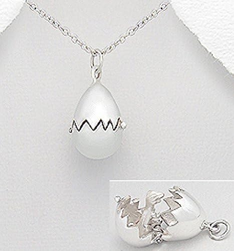 Solid .925 Sterling Silver Dinosaurs Egg Locket Secret Box For Children Kids Boys Funny Original Pendant 16 x 26 Pendant Necklace Comes with a 20" stainless chain