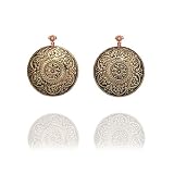 Rustic Coin Drop Clip-On Earrings - Gold-tone