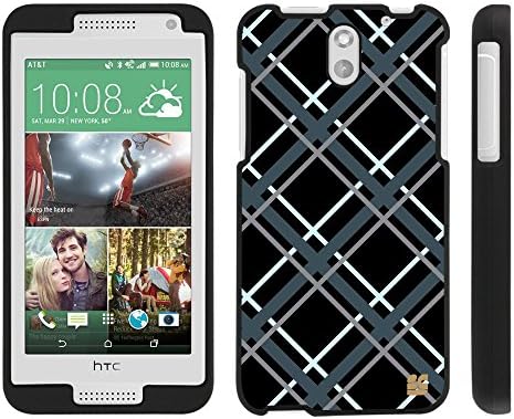Spots8® for HTC Desire 610, Glossy Image Graphic Design on 2 Piece Snap-On [Slim Fit] Hard Protective Case Cover [Plaid in Gray]