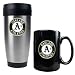 Oakland Athletics MLB Stainless Steel Travel Tumbler & Black Ceramic Mug Set - Primary Logo by Great American Products