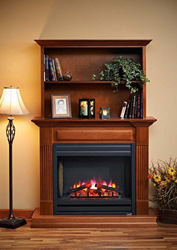 GreatCo Rio Grande Series Mantel with 41 In. Electric Fireplace, Louvered Front and Book Case