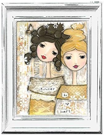 8x10 Mixed media art print - forever in my heart, quote - unique gift for sister, friend, friendship, two friends, two girls, sisters