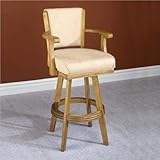 30"H Swivel Bar Stool with Buckskin Fabric in Oak Finish
