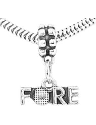 Sterling Silver Fore Golfers Talking Dangle Bead Charm