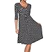 Sue&Joe Women's 3/4 Sleeve Dress Wrap V Neck Ruched Pleated Polka Dot Summer Dress