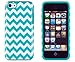 DandyCase 2in1 Hybrid High Impact Hard Aqua & White Chevron Pattern + Silicone Case Cover for Apple iPhone 5C Screen Cleaner