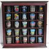 25 Shot Glass Display Case Cabinet Holder Rack-Cherry FINISH