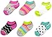 Stride Rite Big 6 Pack Girls No Show, Dots-Fuchsia, Sock Size: 8-9.5 / Shoe Size: 13-4
